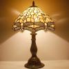 imageWERFACTORY Tiffany Lamp Cream Stained Glass Dragonfly Bedside Table Lamp Desk Reading Light 12X12X18 Inches Decor Bedroom Living Room Home Office S139 Series