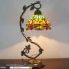 imageWERFACTORY Tiffany Lamp Green Yellow Stained Glass Dragonfly Style Table Lamp Metal Leaf Base 8X10X21 Inches Desk Light Decor Small Space Bedroom Home Office S009G Series