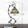 imageWERFACTORY Tiffany Lamp Green Yellow Stained Glass Dragonfly Style Table Lamp Metal Leaf Base 8X10X21 Inches Desk Light Decor Small Space Bedroom Home Office S009G Series