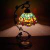 imageWERFACTORY Tiffany Lamp Green Yellow Stained Glass Dragonfly Style Table Lamp Metal Leaf Base 8X10X21 Inches Desk Light Decor Small Space Bedroom Home Office S009G Series