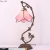imageWERFACTORY Tiffany Lamp Pink Stained Glass Table Lamp Metal Leaf Table Desk Reading Light 8X10X21 Inches Decor Small Space Bedroom Home Office S701 Series