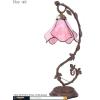 imageWERFACTORY Tiffany Lamp Pink Stained Glass Table Lamp Metal Leaf Table Desk Reading Light 8X10X21 Inches Decor Small Space Bedroom Home Office S701 Series