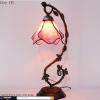 imageWERFACTORY Tiffany Lamp Pink Stained Glass Table Lamp Metal Leaf Table Desk Reading Light 8X10X21 Inches Decor Small Space Bedroom Home Office S701 Series