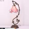 imageWERFACTORY Tiffany Lamp Pink Stained Glass Table Lamp Metal Leaf Table Desk Reading Light 8X10X21 Inches Decor Small Space Bedroom Home Office S701 Series