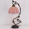 imageWERFACTORY Tiffany Lamp Pink Wisteria Style Stained Glass Table Desk Reading Light Metal Leaf Base 8X10X21 Inches Decor Small Space Bedroom Home Office S523P Series