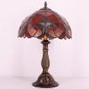 imageWERFACTORY Tiffany Lamp Red Liaison Stained Glass Table Lamp Desk Bedside Reading Light 12X12X18 Inches Decor Bedroom Living Room Home Office S160R Series