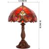 imageWERFACTORY Tiffany Lamp Red Liaison Stained Glass Table Lamp Desk Bedside Reading Light 12X12X18 Inches Decor Bedroom Living Room Home Office S160R Series