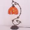imageWERFACTORY Tiffany Lamp Red Wisteria Stained Glass Table Lamp Metal Leaf Base 8X10X21 Inches Desk Reading Light Decor Small Space Bedroom Home Office S523R Series