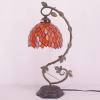 imageWERFACTORY Tiffany Lamp Red Wisteria Stained Glass Table Lamp Metal Leaf Base 8X10X21 Inches Desk Reading Light Decor Small Space Bedroom Home Office S523R Series