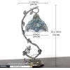 imageWERFACTORY Tiffany Lamp Sea Blue Stained Glass Dragonfly Style Desk Reading Light Metal Leaf Table Lamp Base 8X10X21 Inches Decor Small Space Bedside Bedroom Home Office S147 Series