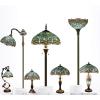 imageWERFACTORY Tiffany Lamp Sea Blue Stained Glass Table Lamp 12X12X18 Inches Dragonfly Style Desk Reading Light S147 Series