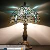 imageWERFACTORY Tiffany Lamp Sea Blue Stained Glass Table Lamp 12X12X18 Inches Dragonfly Style Desk Reading Light S147 Series
