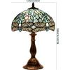 imageWERFACTORY Tiffany Lamp Sea Blue Stained Glass Table Lamp 12X12X18 Inches Dragonfly Style Desk Reading Light S147 Series