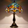 imageWERFACTORY Tiffany Lamp Sea Blue Yellow Stained Glass Dragonfly Style Table Lamp Nautical Reading Desk Bedside Light 12X12X18 Inches Decor Bedroom Living Room Home Office S128 Series