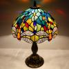 imageWERFACTORY Tiffany Lamp Sea Blue Yellow Stained Glass Dragonfly Style Table Lamp Nautical Reading Desk Bedside Light 12X12X18 Inches Decor Bedroom Living Room Home Office S128 Series