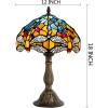 imageWERFACTORY Tiffany Lamp Sea Blue Yellow Stained Glass Dragonfly Style Table Lamp Nautical Reading Desk Bedside Light 12X12X18 Inches Decor Bedroom Living Room Home Office S128 Series