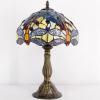 imageWERFACTORY Tiffany Lamp Sea Blue Yellow Stained Glass Dragonfly Style Table Lamp Nautical Reading Desk Bedside Light 12X12X18 Inches Decor Bedroom Living Room Home Office S128 Series