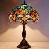 imageWERFACTORY Tiffany Lamp Sea Blue Yellow Stained Glass Dragonfly Style Table Lamp Nautical Reading Desk Bedside Light 12X12X18 Inches Decor Bedroom Living Room Home Office S128 Series