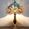 imageWERFACTORY Tiffany Lamp Sea Blue Yellow Stained Glass Dragonfly Style Table Lamp Nautical Reading Desk Bedside Light 12X12X18 Inches Decor Bedroom Living Room Home Office S128 Series