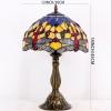 imageWERFACTORY Tiffany Lamp Stained Glass Bedside Table Lamp Orange Blue Dragonfly Style Reading Desk Light 12X12X18 Inches Decor Bedroom Living Room Home Office S168 Series