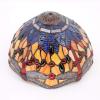 imageWERFACTORY Tiffany Lamp Stained Glass Bedside Table Lamp Orange Blue Dragonfly Style Reading Desk Light 12X12X18 Inches Decor Bedroom Living Room Home Office S168 Series