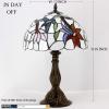 imageWERFACTORY Tiffany Lamp Stained Glass Hummingbird Style Table Lamp Bedside Reading Desk Light 12X12X18 Inches Decor Bedroom Living Room Home Office S801 Series