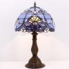 imageWERFACTORY Tiffany Lamp Stained Glass Table Lamp 12X12X18 Inches Blue Purple Baroque Style Lavender Bedside Reading Desk Light Decor Bedroom Living Room Home Office S003C Series