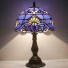 imageWERFACTORY Tiffany Lamp Stained Glass Table Lamp 12X12X18 Inches Blue Purple Baroque Style Lavender Bedside Reading Desk Light Decor Bedroom Living Room Home Office S003C Series