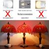 imageWERFACTORY Tiffany Lamp Stained Glass Table Lamp Red Wisteria Style Desk Bedside Reading Light 12X12X18 Inches Deco Bedroom Living Room Home Office S523R Series A