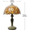 imageWERFACTORY Tiffany Lamp Stained Glass Table Lamp Red Wisteria Style Desk Bedside Reading Light 12X12X18 Inches Deco Bedroom Living Room Home Office S523R Series A