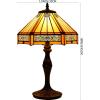 imageWERFACTORY Tiffany Lamp Yellow Hexagon Stained Glass Mission Style Table Lamp Desk Bedside Reading Light 12X10X18 Inches Decor Bedroom Living Room Home Office S011 Series