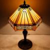 imageWERFACTORY Tiffany Lamp Yellow Hexagon Stained Glass Mission Style Table Lamp Desk Bedside Reading Light 12X10X18 Inches Decor Bedroom Living Room Home Office S011 Series