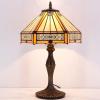 imageWERFACTORY Tiffany Lamp Yellow Hexagon Stained Glass Mission Style Table Lamp Desk Bedside Reading Light 12X10X18 Inches Decor Bedroom Living Room Home Office S011 Series