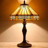 imageWERFACTORY Tiffany Lamp Yellow Hexagon Stained Glass Mission Style Table Lamp Desk Bedside Reading Light 12X10X18 Inches Decor Bedroom Living Room Home Office S011 Series