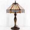 imageWERFACTORY Tiffany Lamp Yellow Hexagon Stained Glass Mission Style Table Lamp Desk Bedside Reading Light 12X10X18 Inches Decor Bedroom Living Room Home Office S011 Series