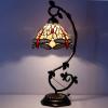 imageWERFACTORY Tiffany Style Lamp Amber Stained Glass Dragonfly Table Lamp Metal Leaf Base 8X10X21 Inches Desk Light Decor Small Space Bedroom Home Office S557 Series
