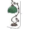 imageWERFACTORY Tiffany Style Lamp Green Wisteria Stained Glass Table Desk Reading Light Metal Leaf Base 8X10X21 Inches Decor Small Space Bedroom Home Office S523 Series