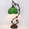 imageWERFACTORY Tiffany Style Lamp Green Wisteria Stained Glass Table Desk Reading Light Metal Leaf Base 8X10X21 Inches Decor Small Space Bedroom Home Office S523 Series