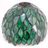 imageWERFACTORY Tiffany Style Lamp Green Wisteria Stained Glass Table Desk Reading Light Metal Leaf Base 8X10X21 Inches Decor Small Space Bedroom Home Office S523 Series