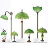 imageWERFACTORY Tiffany Style Lamp Green Wisteria Stained Glass Table Desk Reading Light Metal Leaf Base 8X10X21 Inches Decor Small Space Bedroom Home Office S523 Series