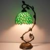 imageWERFACTORY Tiffany Style Lamp Green Wisteria Stained Glass Table Desk Reading Light Metal Leaf Base 8X10X21 Inches Decor Small Space Bedroom Home Office S523 Series