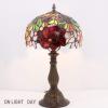 imageWERFACTORY Tiffany Style Table Lamp Stained Glass Bedside Lamp Red Rose Desk Reading Light 10X10X18 Inches Decor Bedroom Living Room Home Office S001 Series
