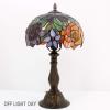 imageWERFACTORY Tiffany Style Table Lamp Stained Glass Bedside Lamp Red Rose Desk Reading Light 10X10X18 Inches Decor Bedroom Living Room Home Office S001 Series