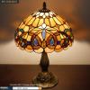 imageWERFACTORY Tiffany Style Table Lamp Stained Glass Serenity Victorian Bedside Lamp Desk Reading Light 12X12X18 Inches Decor Bedroom Living Room Home Office S021 Series