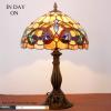imageWERFACTORY Tiffany Style Table Lamp Stained Glass Serenity Victorian Bedside Lamp Desk Reading Light 12X12X18 Inches Decor Bedroom Living Room Home Office S021 Series