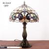 imageWERFACTORY Tiffany Style Table Lamp Stained Glass Serenity Victorian Bedside Lamp Desk Reading Light 12X12X18 Inches Decor Bedroom Living Room Home Office S021 Series