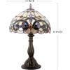 imageWERFACTORY Tiffany Style Table Lamp Stained Glass Serenity Victorian Bedside Lamp Desk Reading Light 12X12X18 Inches Decor Bedroom Living Room Home Office S021 Series