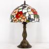 imageWERFACTORY Tiffany Table Lamp Bedside Pink Stained Glass Lamp Butterfly Style Reading Desk Light 12X12X18 Inches Decor Bedroom Living Room Home Office S275 Series