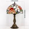 imageWERFACTORY Tiffany Table Lamp Bedside Pink Stained Glass Lamp Butterfly Style Reading Desk Light 12X12X18 Inches Decor Bedroom Living Room Home Office S275 Series