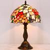 imageWERFACTORY Tiffany Table Lamp Bedside Pink Stained Glass Lamp Butterfly Style Reading Desk Light 12X12X18 Inches Decor Bedroom Living Room Home Office S275 Series